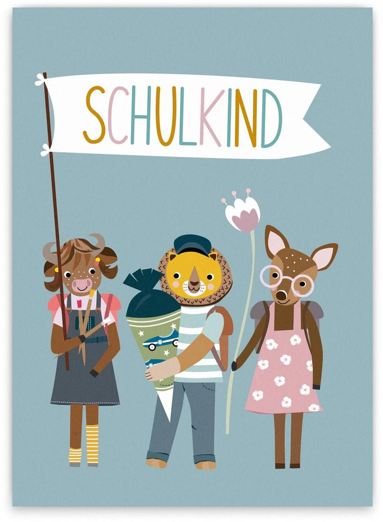 Nellie & Finn Postkarte Schulkind - Sausebrause Shop