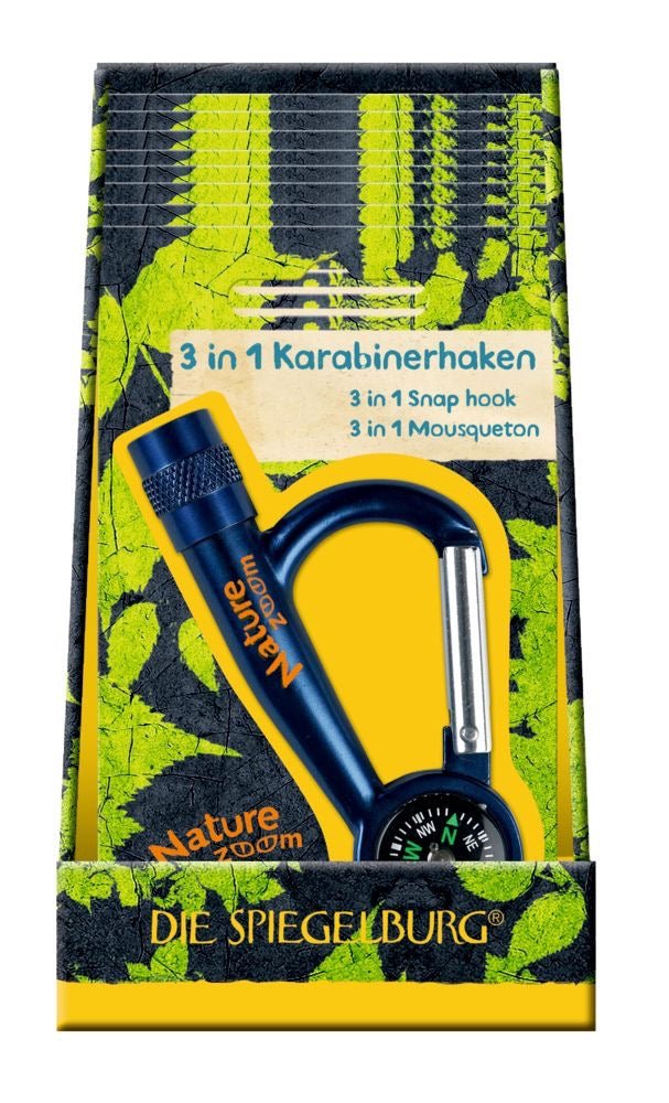 3 - in - 1 Karabinerhaken mit Taschenlampe und Kompass Nature Zoom - Sausebrause Shop