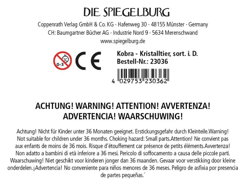Spiegelburg Kobra Kristalltier Lila Gelb Spieltier