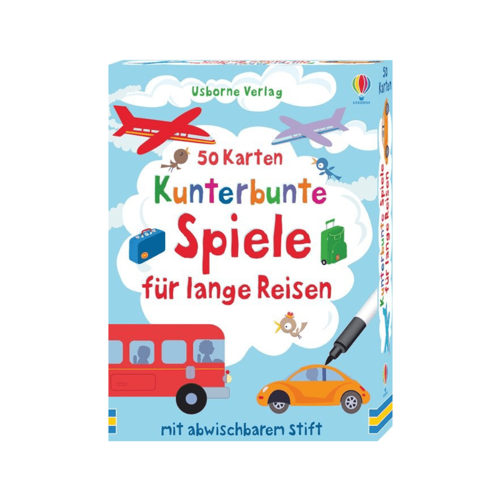 50 Karten kunterbunte Spiele für lange Reisen mit Stift - Sausebrause Shop
