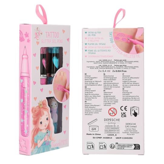 Princess Mimi Tattoo Glitzer Gelstifte 2er-Set mit Schablonen