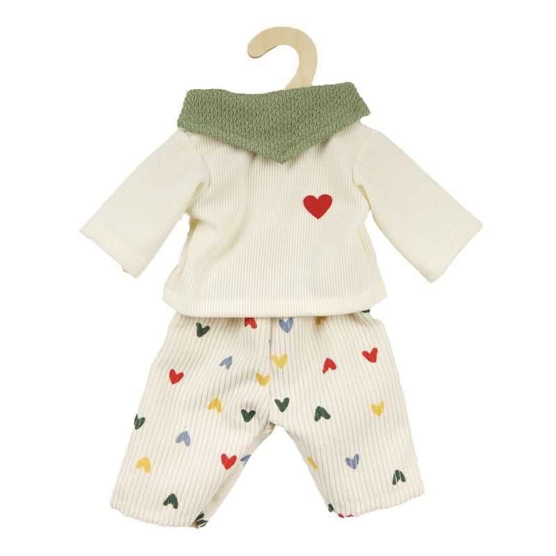 Heless Puppen Kordhose Herz Konfetti Set mit Tshirt und Nickituch 35‑45 cm