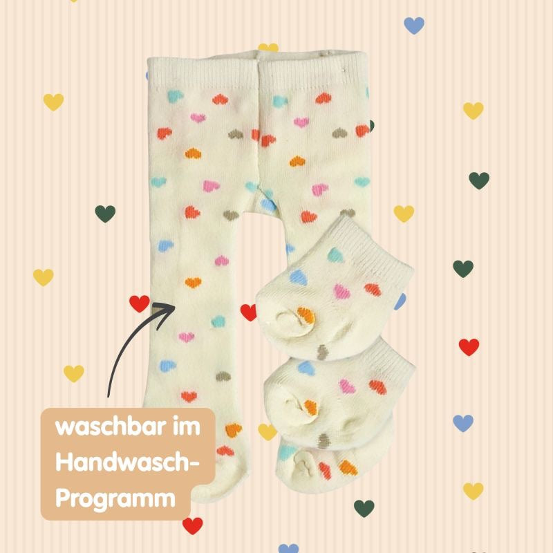 Heless Puppen Strumpfhose mit Söckchen Herz Konfetti 28-35 cm