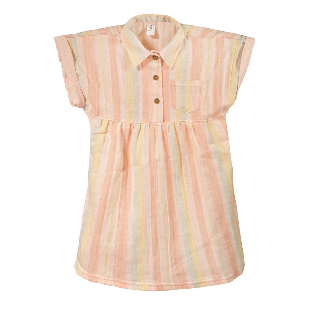 Maximo Mini Girl Musselin Kleid Muschelrosa-streifen