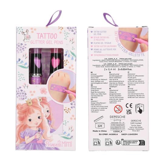 Princess Mimi Tattoo Glitzer Gelstifte 2er-Set mit Schablonen