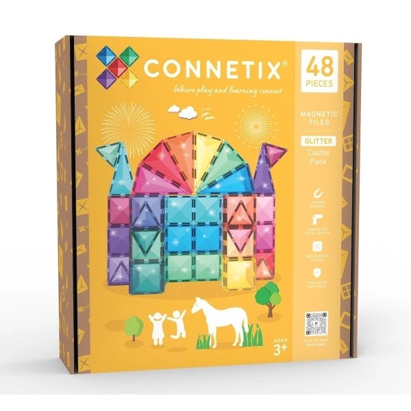 Connetix Glitter Castle Pack – 48 magnetische Bausteine