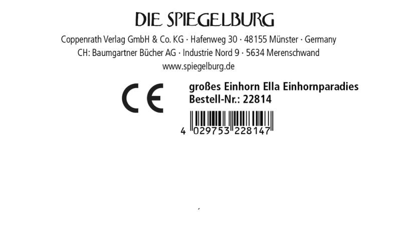 Spiegelburg Einhorn Ella groß Einhorn Paradies Plüsch Einhorn 40 cm