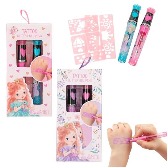 Princess Mimi Tattoo Glitzer Gelstifte 2er-Set mit Schablonen