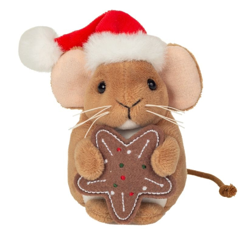 Teddy Hermann – Weihnachtsmaus mit Keks 11 cm – Plüschtier