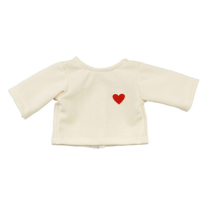 Heless Puppen Kordhose Herz Konfetti Set mit Tshirt und Nickituch 35‑45 cm