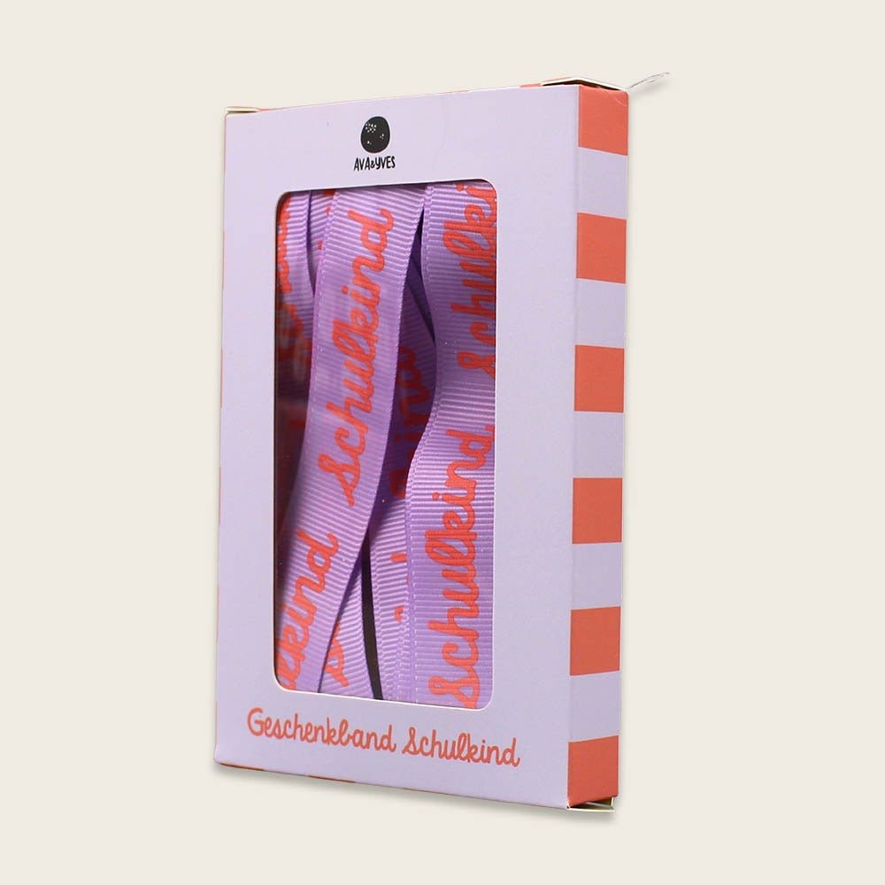 Ava & Yves Geschenkband - Set Schulkind – Flieder/Rosa/Gelb (3×3 m) - Sausebrause Shop