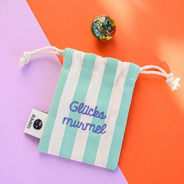 Ava & Yves Glücksmurmel aus Muranoglas Mint mit Konfettisteinchen - Sausebrause Shop