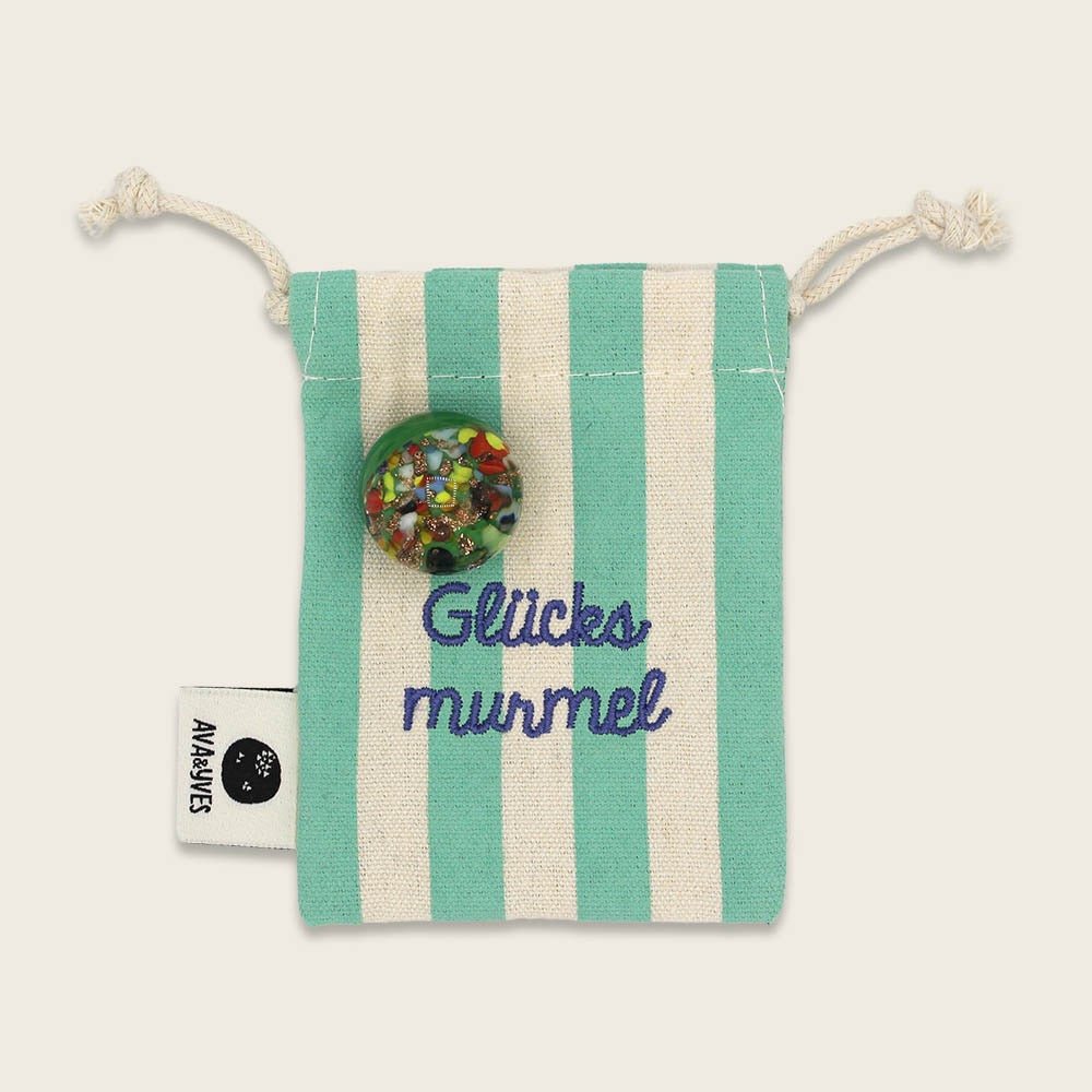Ava & Yves Glücksmurmel aus Muranoglas Mint mit Konfettisteinchen - Sausebrause Shop