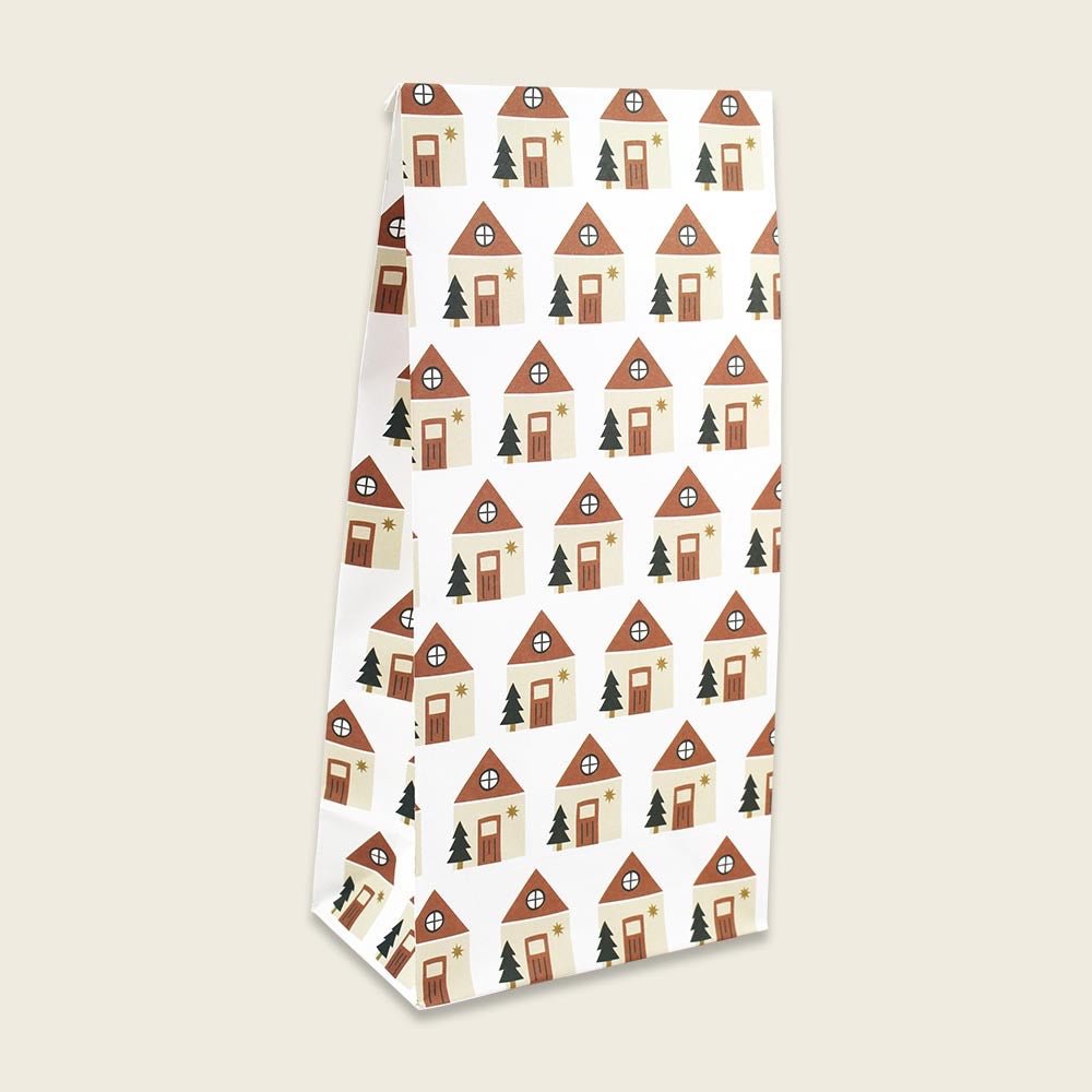 Ava & Yves Papiergeschenktüten Set Weihnachten Häuser Dunkelrosa Grün - Sausebrause Shop