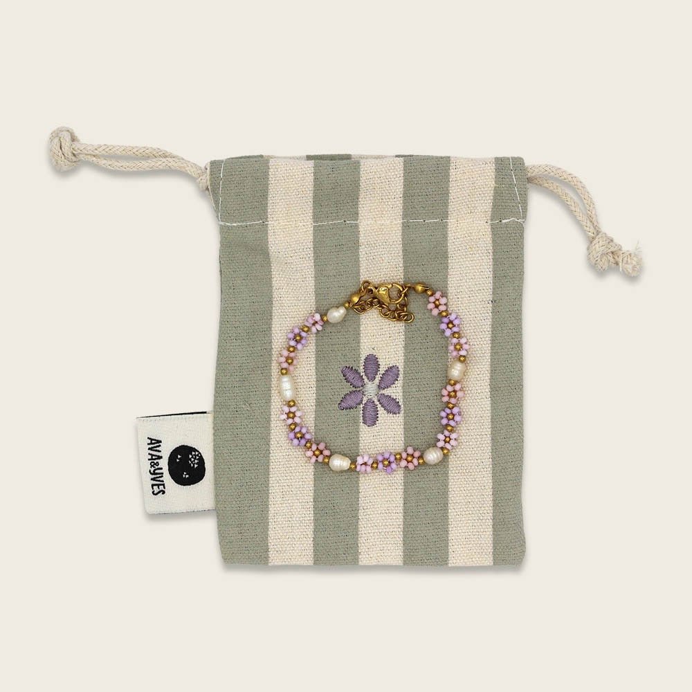 Ava & Yves Perlenarmband Blumen – Pastell mit Säckchen & Karabiner - Sausebrause Shop