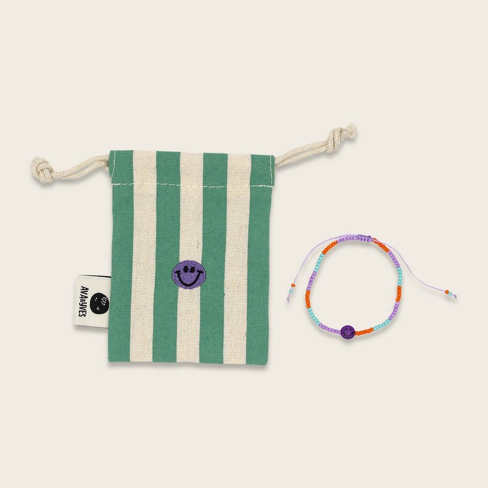 Ava & Yves Perlenarmband „Smile“ lila/orange mit Säckchen - Sausebrause Shop