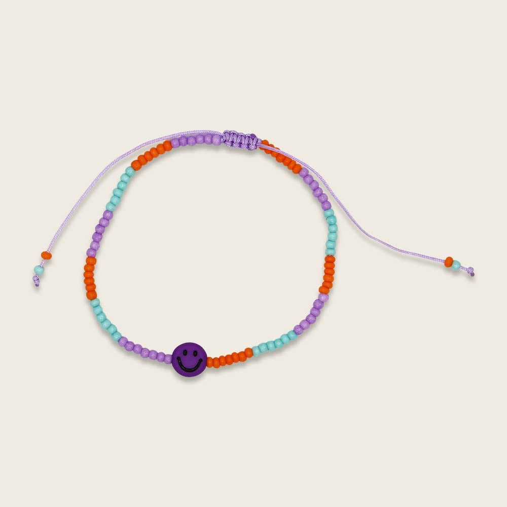 Ava & Yves Perlenarmband „Smile“ lila/orange mit Säckchen - Sausebrause Shop