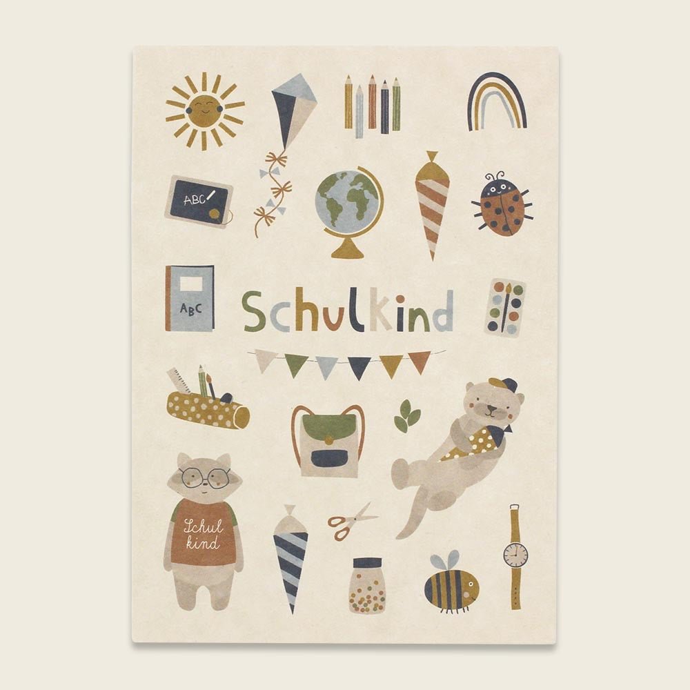 Ava & Yves Postkarte Symbole Schulkind - Sausebrause Shop