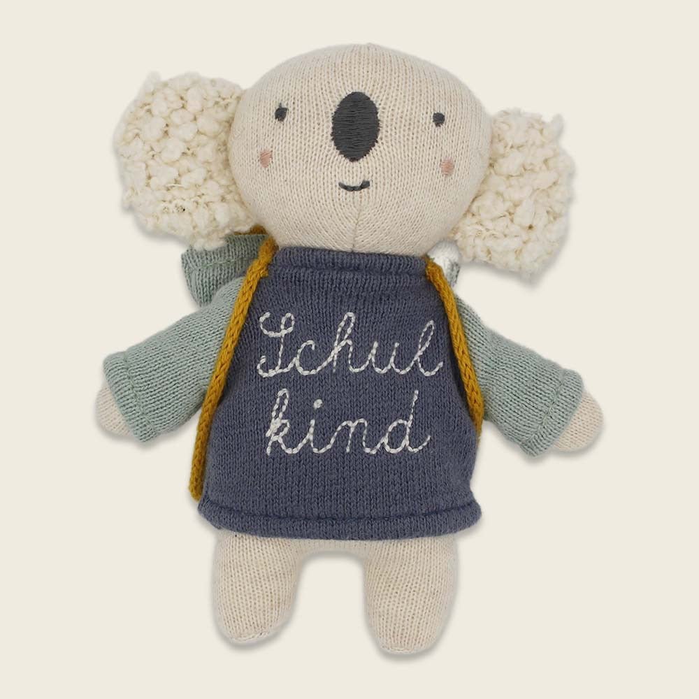 Ava & Yves Stofftier Koala Schulkind mit Schulranzen und Shirt in blau / hellblau - Sausebrause Shop