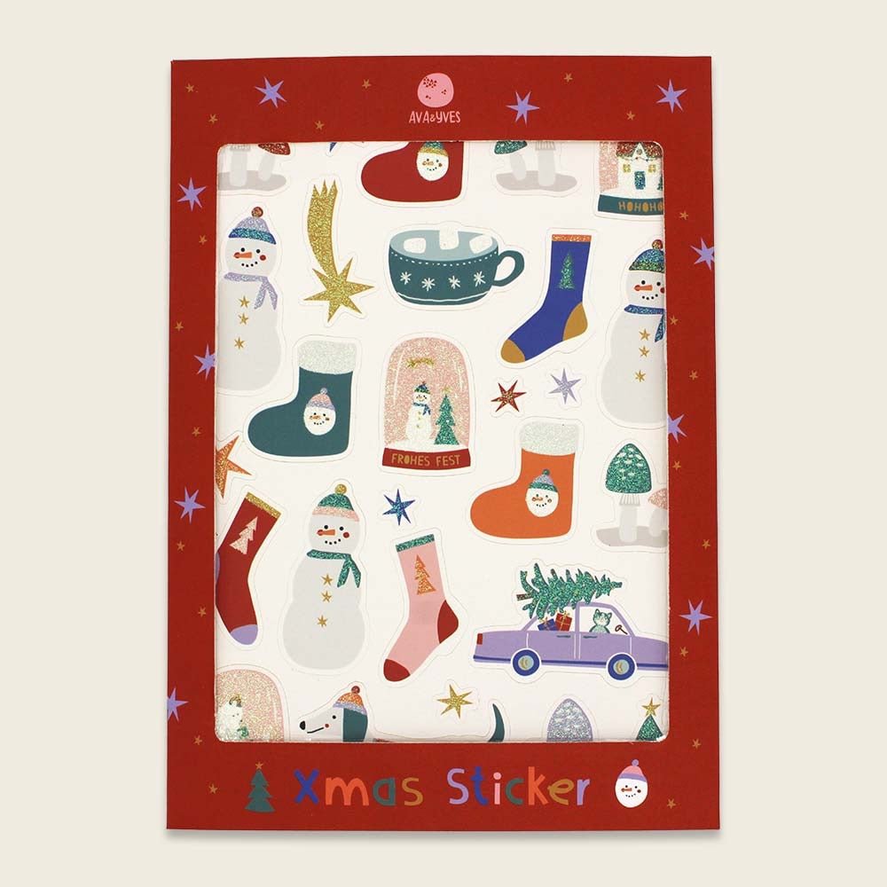 Ava & Yves XMas - Sticker mit Glitzer bunt - Sausebrause Shop