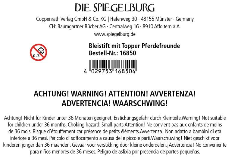 Bleistift Pferdefreunde mit Topper – Pferdedesign - Sausebrause Shop