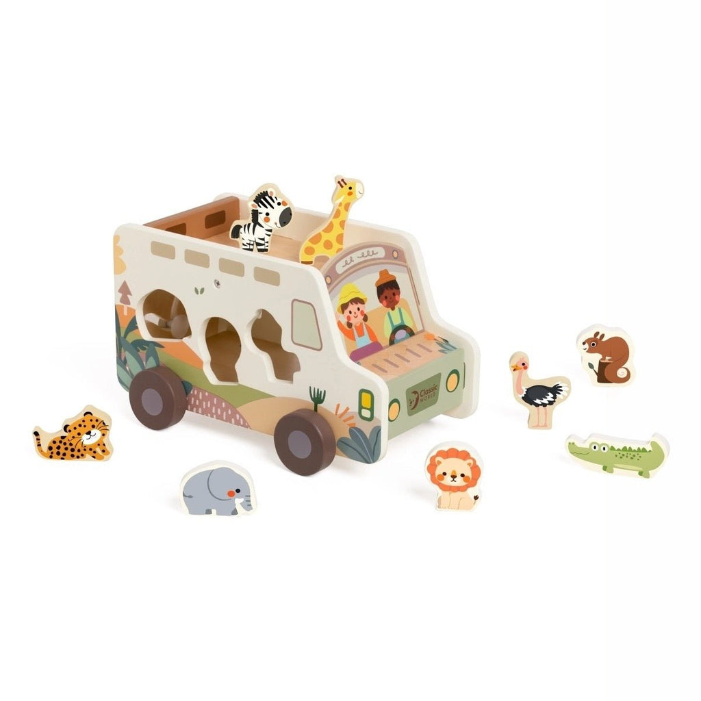 Classic World Safari Truck – Holz - Steckspielzeug ab 18 Monaten - Sausebrause Shop