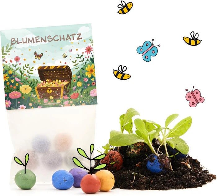 Die Stadtgärtner 5er Blumenmurmeln im Pergaminbeutel Blumenschatz - Sausebrause Shop