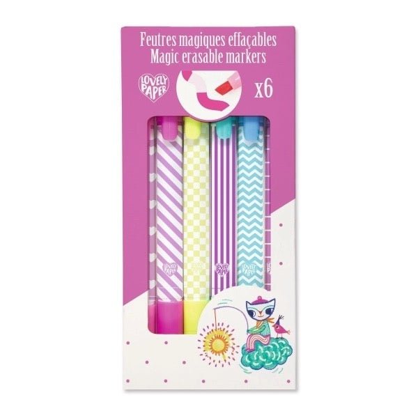 Djeco 6 magische radierbare Filzstifte – buntes Malset - Sausebrause Shop
