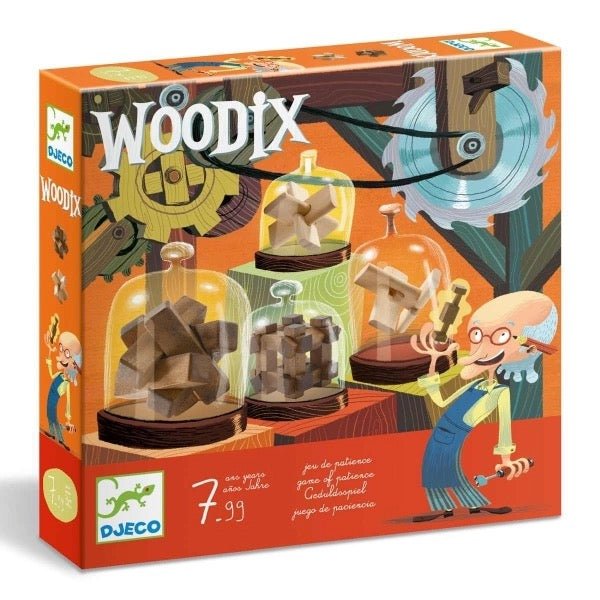 Djeco Knobelspiele Woodix – 6 Geduldsspiele aus Holz - Sausebrause Shop