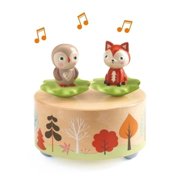 Djeco Musikuhr Wald Spieluhr Eule und Fuchs Holz - Sausebrause Shop