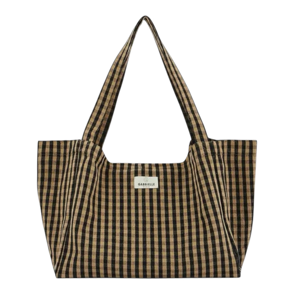 Gabrielle Paris Handbag „Vichy Café“ – Baumwoll - Tote im Coffee - Karo - Sausebrause Shop