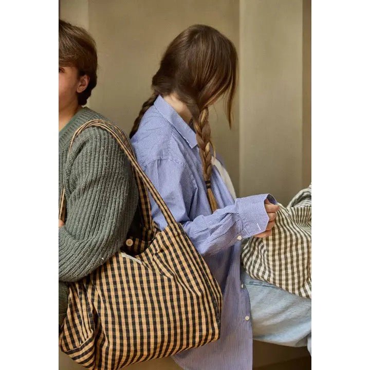Gabrielle Paris Handbag „Vichy Café“ – Baumwoll - Tote im Coffee - Karo - Sausebrause Shop