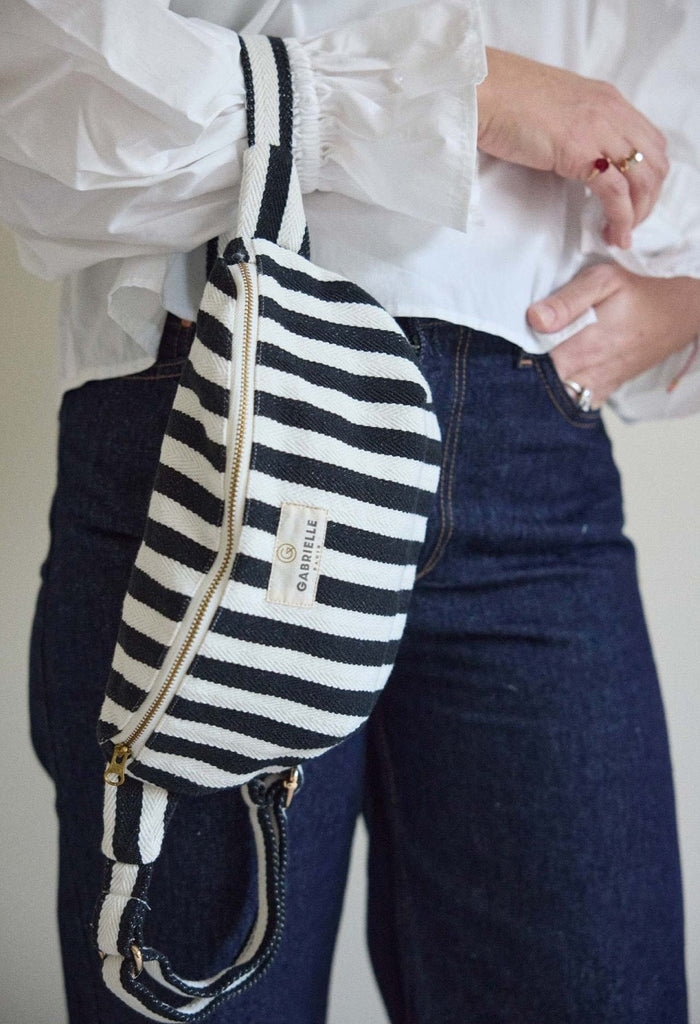 Gabrielle Paris Waist Bag „Rayures Noires“ – Baumwolltasche mit Streifen - Sausebrause Shop