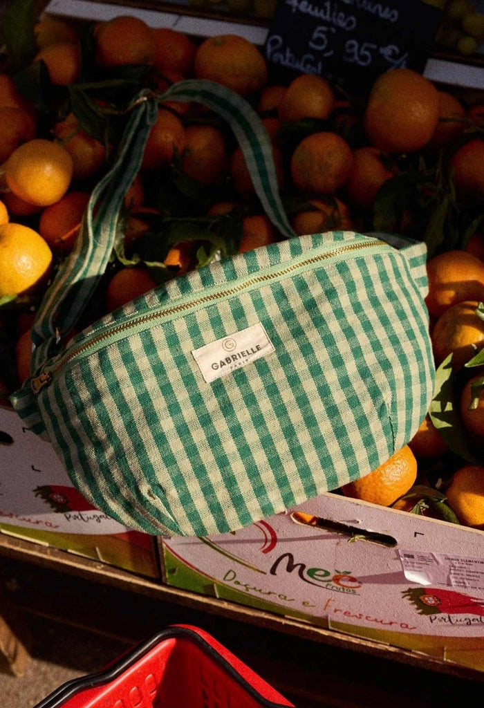 Gabrielle Paris Waist Bag „Vichy Menthe“ – Hüfttasche aus Baumwolle, Mint - Karo - Sausebrause Shop