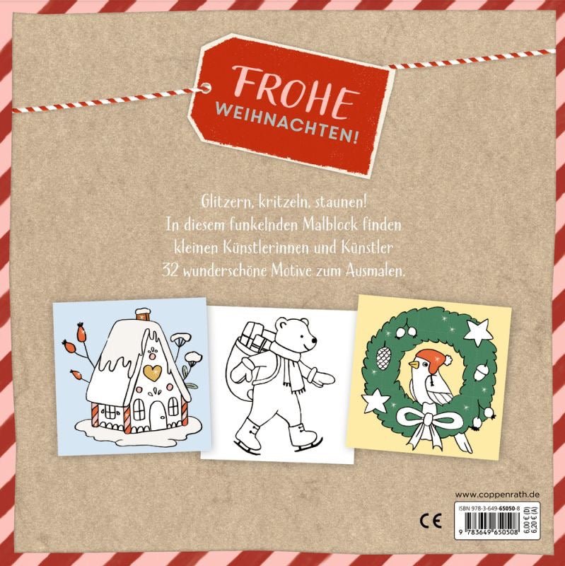 Glitzer Malblock Frohe Weihnachten – Ausmalset mit Glitzerseiten - Sausebrause Shop