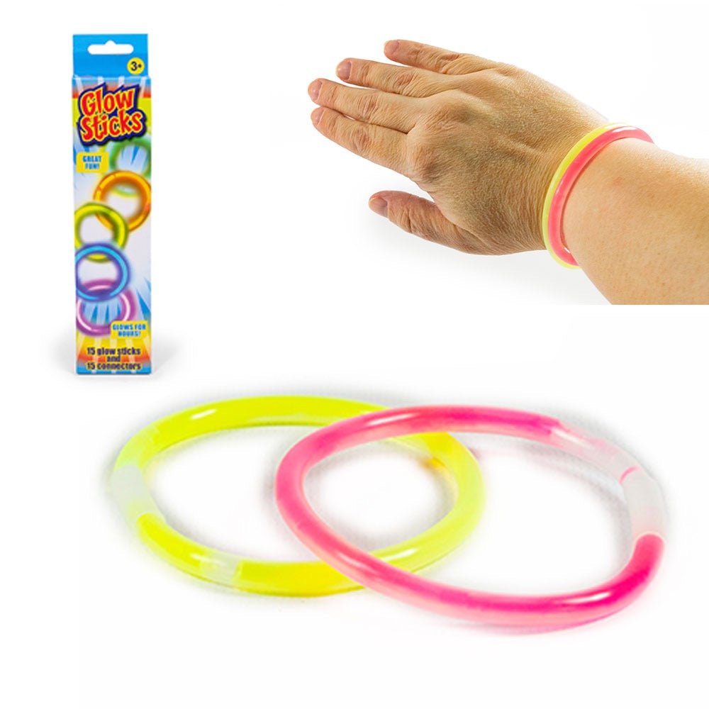 Glow Sticks 15er Pack und Clips leuchtende Stäbe Partyfarben - Sausebrause Shop
