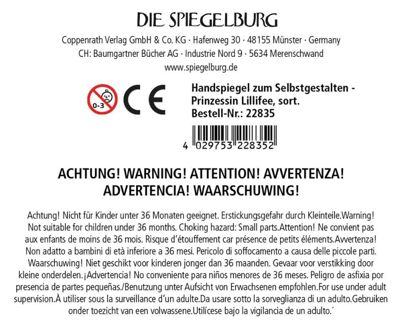 Handspiegel zum Selbstgestalten Prinzessin Lillifee – 4er Bastelset - Sausebrause Shop