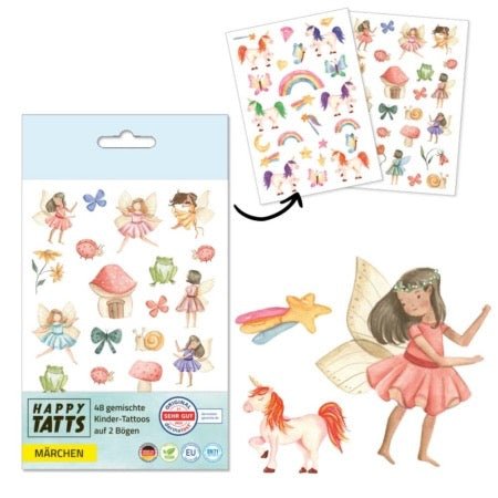 Happy Tatts – Kinder - Tattoos Märchen, 48 Stück - Sausebrause Shop