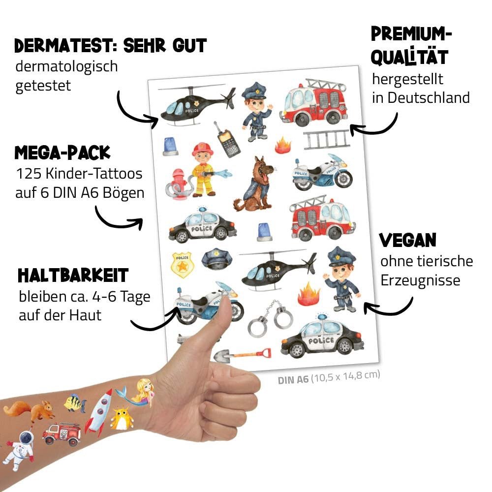 Happy Tatts – Kinder - Tattoos Tatü Tata, 48 Stück - Sausebrause Shop