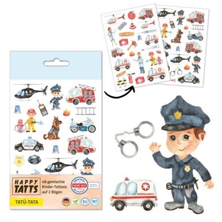 Happy Tatts – Kinder - Tattoos Tatü Tata, 48 Stück - Sausebrause Shop