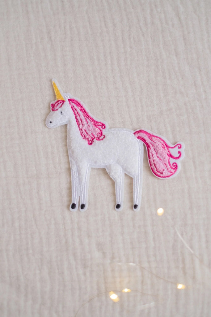 Hej Hanni flauschiges Bügelpatch Einhorn - Sausebrause Shop