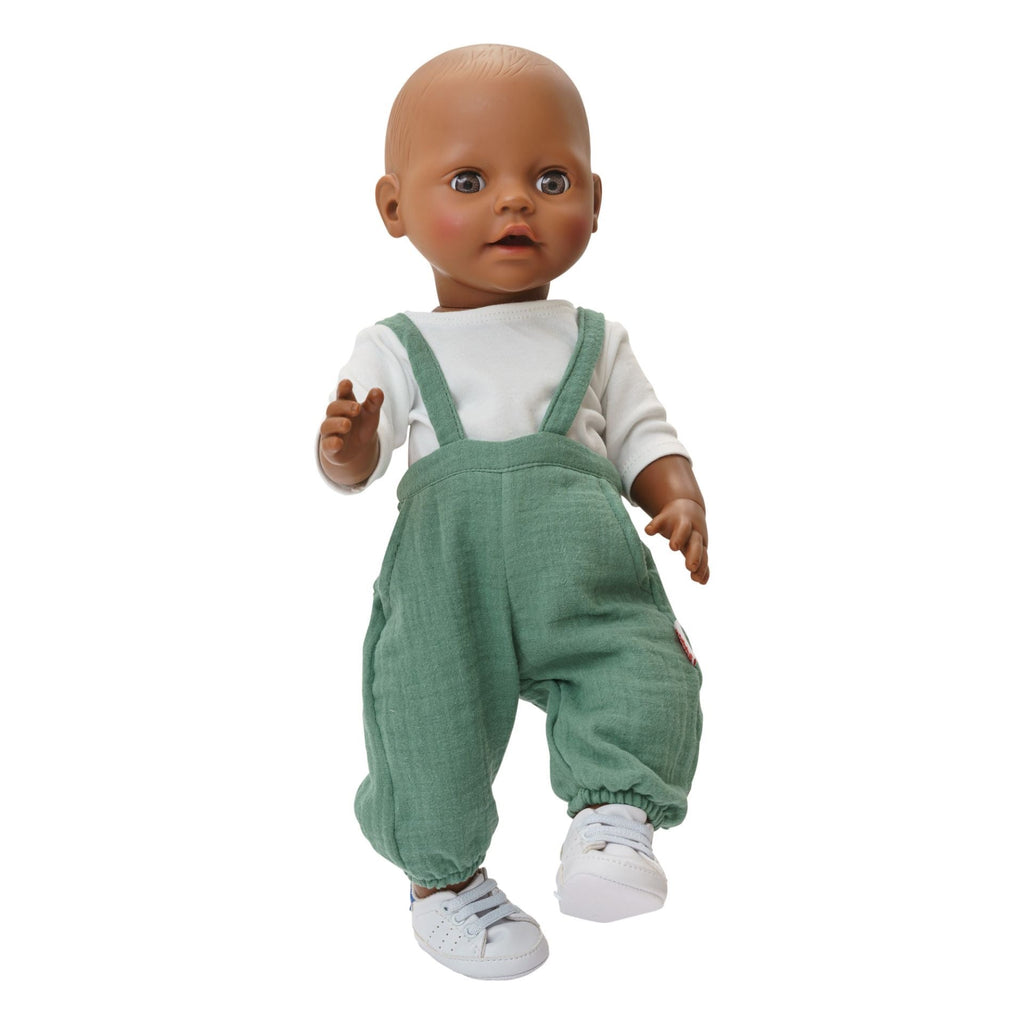 Heless Musselin Puppen Latzhose salbeigrün 35 - 45 cm - Sausebrause Shop
