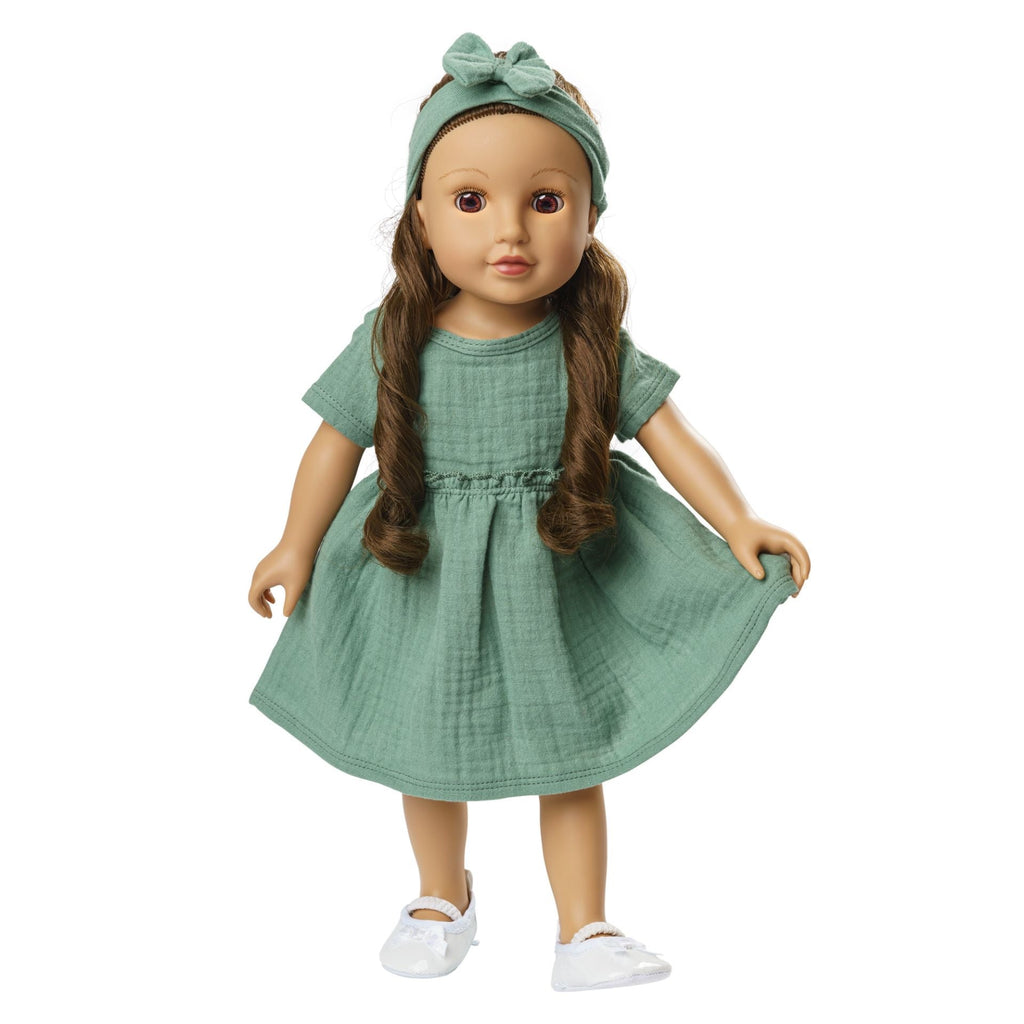 Heless Musselin Puppenkleid mit Rüschen & Haarband – Gr. 35–45 cm - Sausebrause Shop