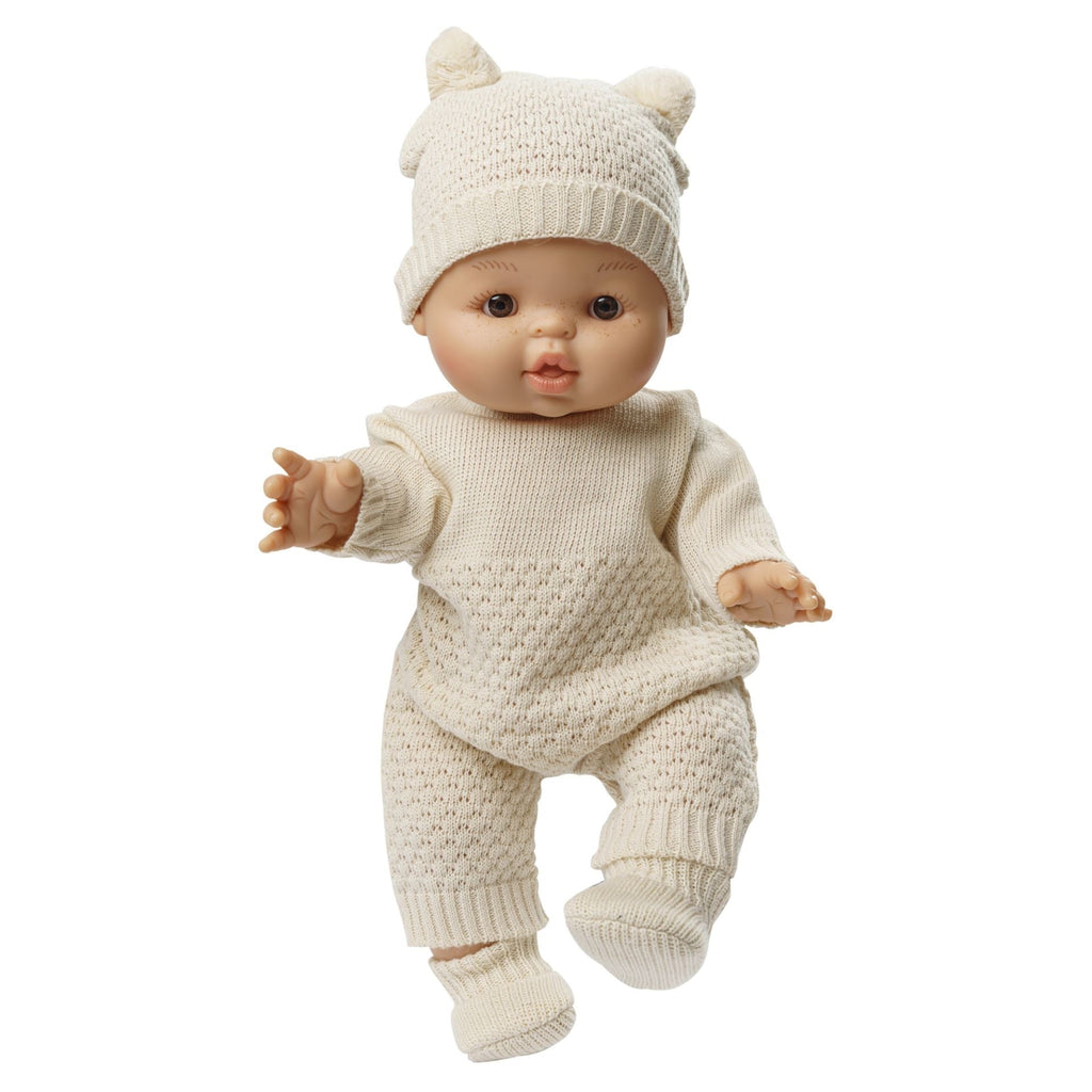 Heless Puppen Strickstrampler aus 100 % Bio - Baumwolle ecru - Sausebrause Shop