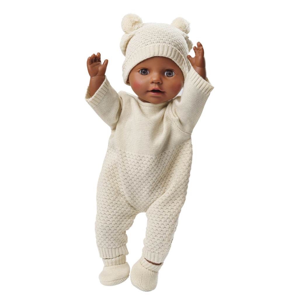 Heless Puppen Strickstrampler aus 100 % Bio - Baumwolle ecru - Sausebrause Shop