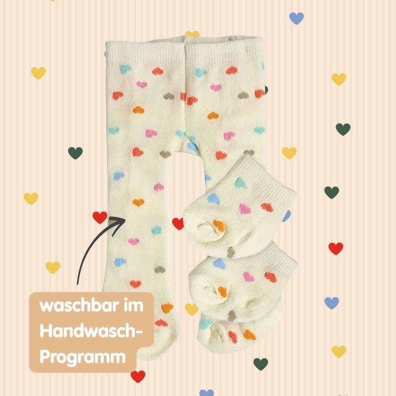 Heless Puppen Strumpfhose mit Söckchen Herz Konfetti 28 - 35 cm - Sausebrause Shop