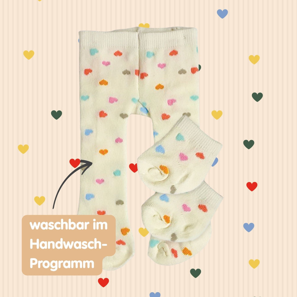 Heless Puppen Strumpfhose mit Söckchen Herz Konfetti 35‑45 cm - Sausebrause Shop