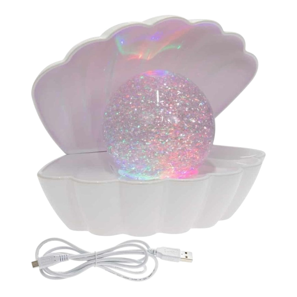 itotal Muschellampe mit Glitzer Weiß - Sausebrause Shop