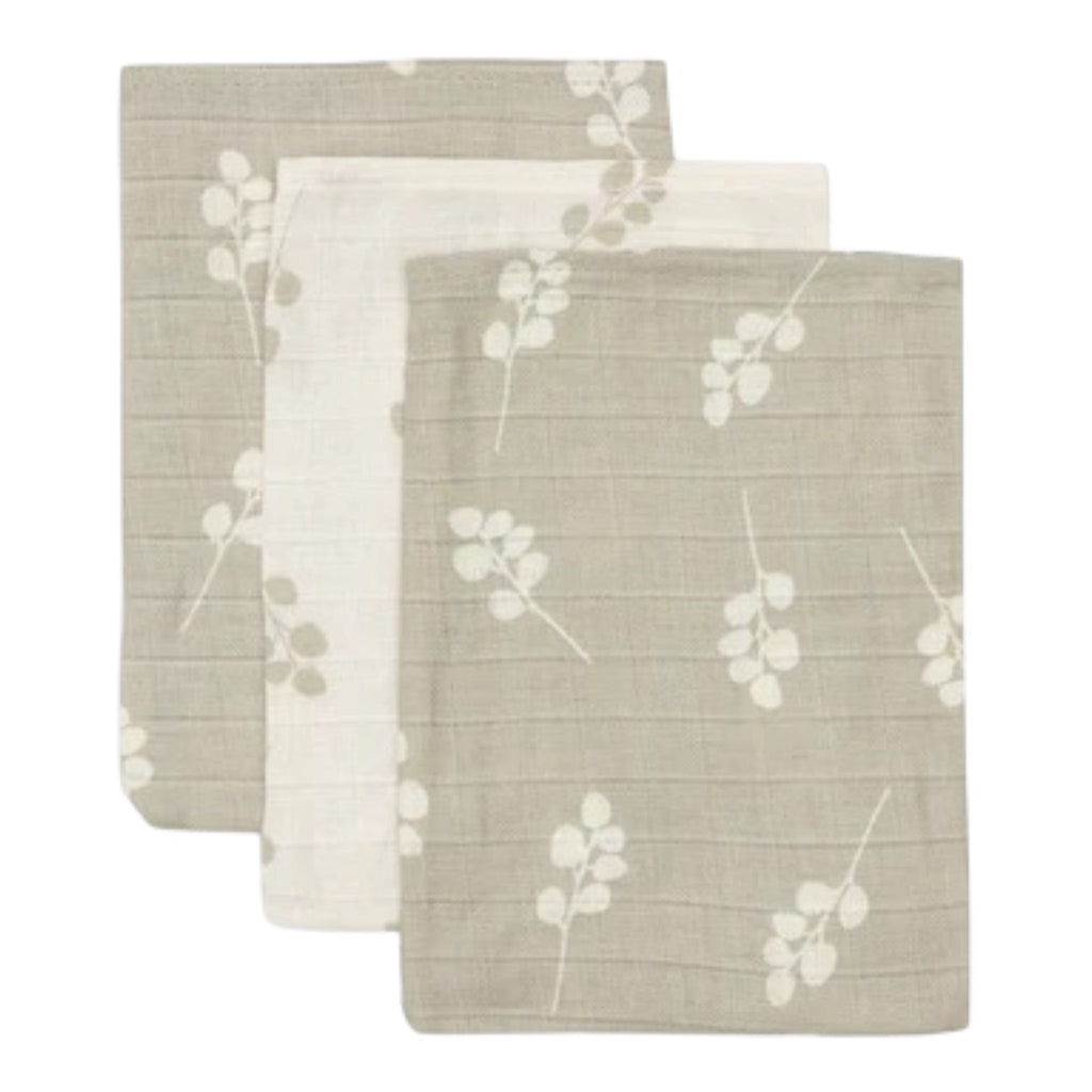 Jollein Baby Waschlappen Musselin Olive Green 3 - er Set - Sausebrause Shop