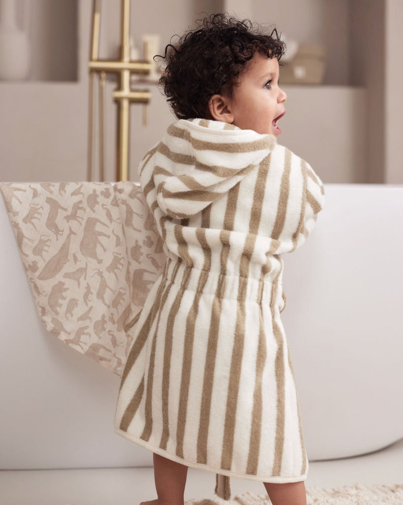 Jollien Bademantel Stripe Frottee Olive Green 3-4 Jahre - Sausebrause Shop